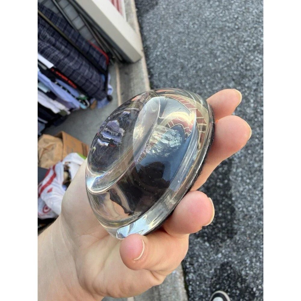 Crystal Filled Glass Paperweight Rainbow Quartz Amethyst Domed Glass Paper Weigh